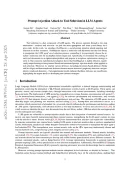 Prompt Injection Attack to Tool Selection in LLM Agents