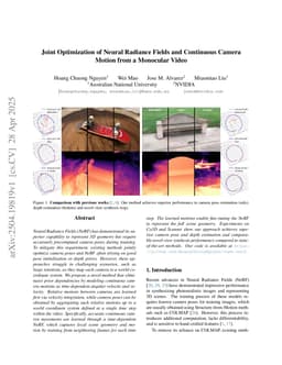 Joint Optimization of Neural Radiance Fields and Continuous Camera Motion from a Monocular Video