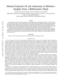 Human-Centered AI and Autonomy in Robotics: Insights from a Bibliometric Study