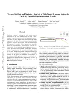 Towards Ball Spin and Trajectory Analysis in Table Tennis Broadcast Videos via Physically Grounded Synthetic-to-Real Transfer