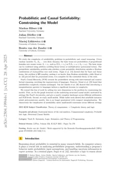 Probabilistic and Causal Satisfiability: Constraining the Model