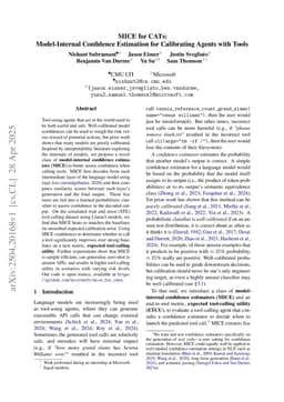 MICE for CATs: Model-Internal Confidence Estimation for Calibrating Agents with Tools