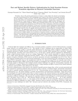 Fast and Robust Speckle Pattern Authentication by Scale Invariant Feature Transform algorithm in Physical Unclonable Functions