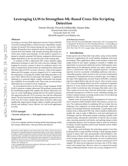 Leveraging LLM to Strengthen ML-Based Cross-Site Scripting Detection
