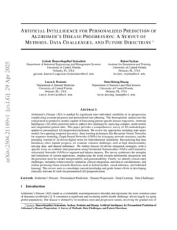 Artificial Intelligence for Personalized Prediction of Alzheimer's Disease Progression: A Survey of Methods, Data Challenges, and Future Directions