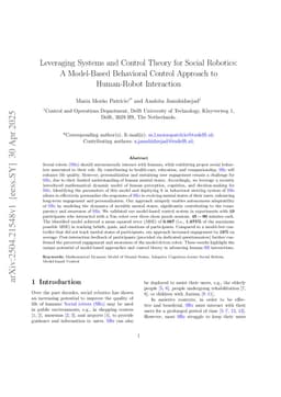 Leveraging Systems and Control Theory for Social Robotics: A Model-Based Behavioral Control Approach to Human-Robot Interaction