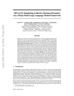 MF-LLM: Simulating Population Decision Dynamics via a Mean-Field Large Language Model Framework