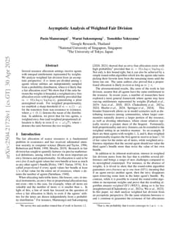Asymptotic Analysis of Weighted Fair Division
