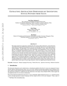 Extracting Abstraction Dimensions by Identifying Syntax Pattern from Texts