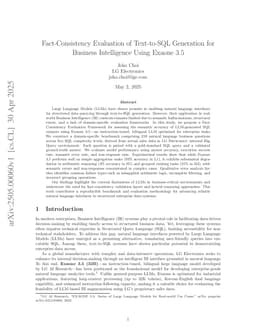 Fact-Consistency Evaluation of Text-to-SQL Generation for Business Intelligence Using Exaone 3.5