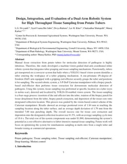 Design, Integration, and Evaluation of a Dual-Arm Robotic System for High Throughput Tissue Sampling from Potato Tubers