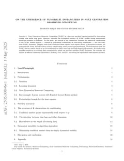 On the emergence of numerical instabilities in Next Generation Reservoir Computing