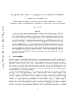 Integration Matters for Learning PDEs with Backwards SDEs