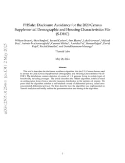 PHSafe: Disclosure Avoidance for the 2020 Census Supplemental Demographic and Housing Characteristics File (S-DHC)