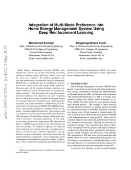 Integration of Multi-Mode Preference into Home Energy Management System Using Deep Reinforcement Learning