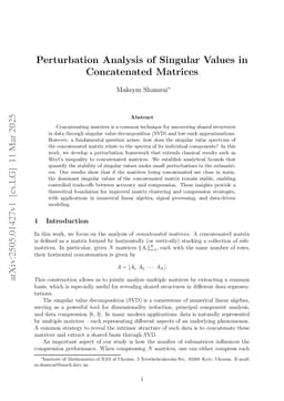 Perturbation Analysis of Singular Values in Concatenated Matrices