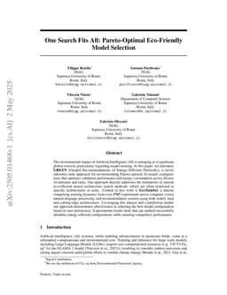 One Search Fits All: Pareto-Optimal Eco-Friendly Model Selection