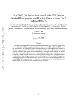 SafeTab-P: Disclosure Avoidance for the 2020 Census Detailed Demographic and Housing Characteristics File A (Detailed DHC-A)