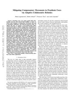 Mitigating Compensatory Movements in Prosthesis Users via Adaptive Collaborative Robotics