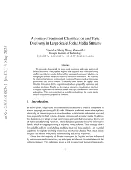 Automated Sentiment Classification and Topic Discovery in Large-Scale Social Media Streams
