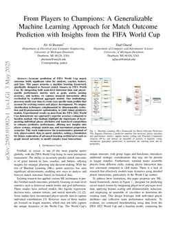 From Players to Champions: A Generalizable Machine Learning Approach for Match Outcome Prediction with Insights from the FIFA World Cup