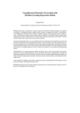 Unemployment Dynamics Forecasting with Machine Learning Regression Models