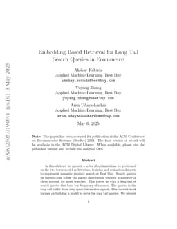 Embedding based retrieval for long tail search queries in ecommerce