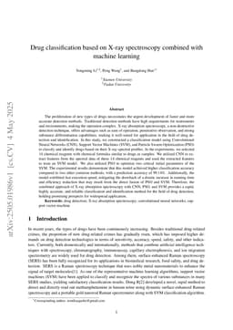 Drug classification based on X-ray spectroscopy combined with machine learning