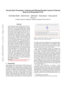 Towards Safer Pretraining: Analyzing and Filtering Harmful Content in Webscale datasets for Responsible LLMs
