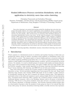 Ranked differences Pearson correlation dissimilarity with an application to electricity users time series clustering