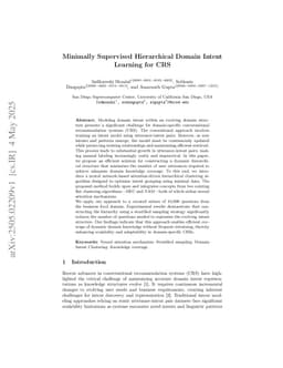 Minimally Supervised Hierarchical Domain Intent Learning for CRS