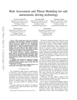 Risk Assessment and Threat Modeling for safe autonomous driving technology