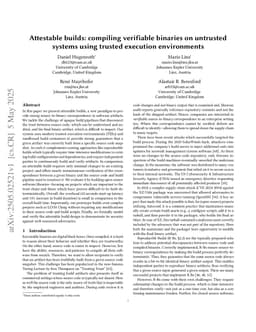 Attestable builds: compiling verifiable binaries on untrusted systems using trusted execution environments
