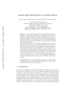 Acoustic Side-Channel Attacks on a Computer Mouse