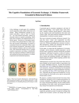 The Cognitive Foundations of Economic Exchange: A Modular Framework Grounded in Behavioral Evidence