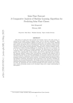 Solar Flare Forecast: A Comparative Analysis of Machine Learning Algorithms for Solar Flare Class Prediction