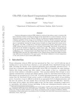 CB-cPIR: Code-Based Computational Private Information Retrieval