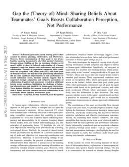 Gap the (Theory of) Mind: Sharing Beliefs About Teammates' Goals Boosts Collaboration Perception, Not Performance