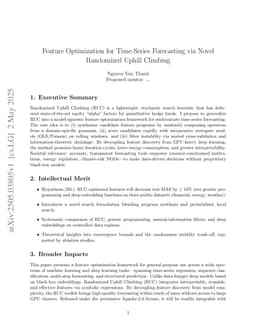 Feature Optimization for Time Series Forecasting via Novel Randomized Uphill Climbing