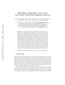 OBD-Finder: Explainable Coarse-to-Fine Text-Centric Oracle Bone Duplicates Discovery