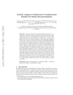 CoCoB: Adaptive Collaborative Combinatorial Bandits for Online Recommendation