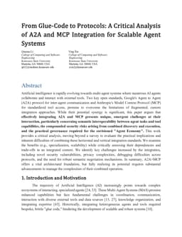 From Glue-Code to Protocols: A Critical Analysis of A2A and MCP Integration for Scalable Agent Systems