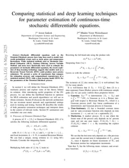 Comparing statistical and deep learning techniques for parameter estimation of continuous-time stochastic differentiable equations