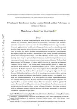 Cyber Security Data Science: Machine Learning Methods and their Performance on Imbalanced Datasets