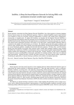 SetONet: A Deep Set-based Operator Network for Solving PDEs with permutation invariant variable input sampling