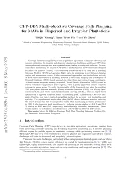 CPP-DIP: Multi-objective Coverage Path Planning for MAVs in Dispersed and Irregular Plantations