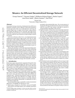 Walrus: An Efficient Decentralized Storage Network