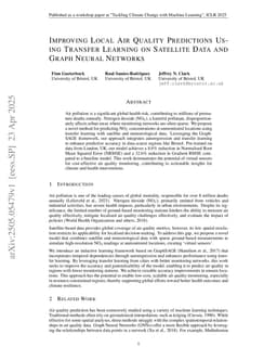 Improving Local Air Quality Predictions Using Transfer Learning on Satellite Data and Graph Neural Networks
