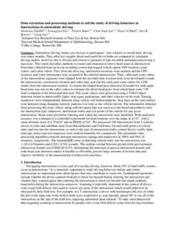 Data extraction and processing methods to aid the study of driving behaviors at intersections in naturalistic driving