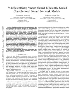 V-EfficientNets: Vector-Valued Efficiently Scaled Convolutional Neural Network Models